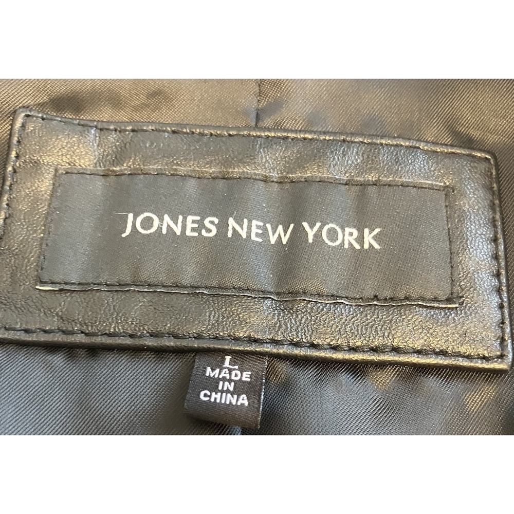 NWT! Jones New York Black Super Soft Leather Zipper Jacket, Ladies Large - Picture 3 of 8
